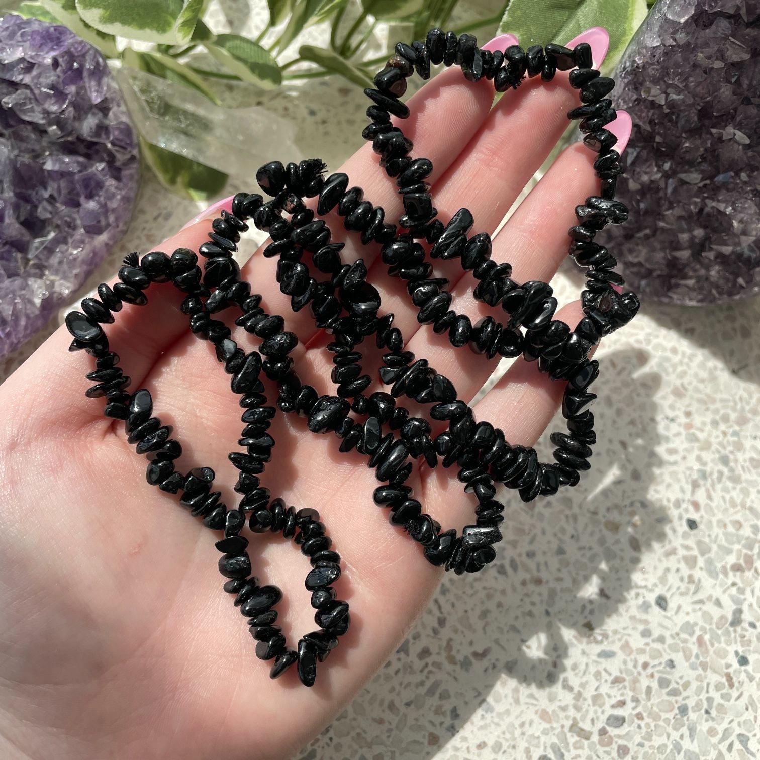 Black Tourmaline Chip Bracelet Q1/A Black Tourmaline Chip Bracelet Q1/A
